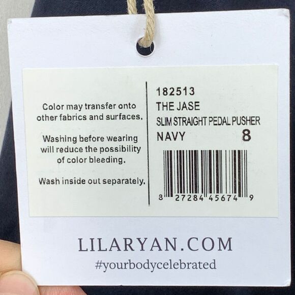 Lila Ryan The Jase Pedal Pusher Pants Womens 8 Navy Blue Slim Fit Flat Front - Picture 6 of 9